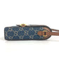 GUCCI 625615 GGデニム ホースビット 1955 ミニバッグ 肩掛け 斜め掛け ポシェット カバン ショルダーバッグ デニム レディース ブルー×ブラウン
