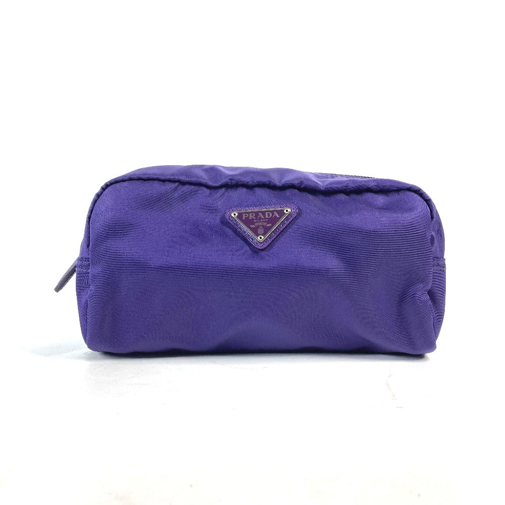 PRADA 1NA350 Triangle Logo Plaque Cosmetic Pouch Nylon Makeup Pouch Women's Purple