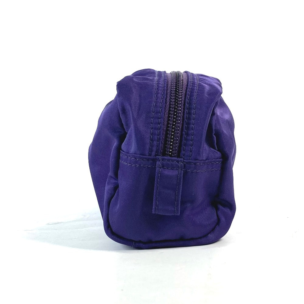 PRADA 1NA350 Triangle Logo Plaque Cosmetic Pouch Nylon Makeup Pouch Women's Purple