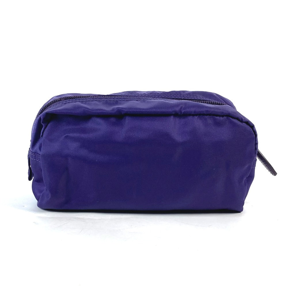 PRADA 1NA350 Triangle Logo Plaque Cosmetic Pouch Nylon Makeup Pouch Women's Purple