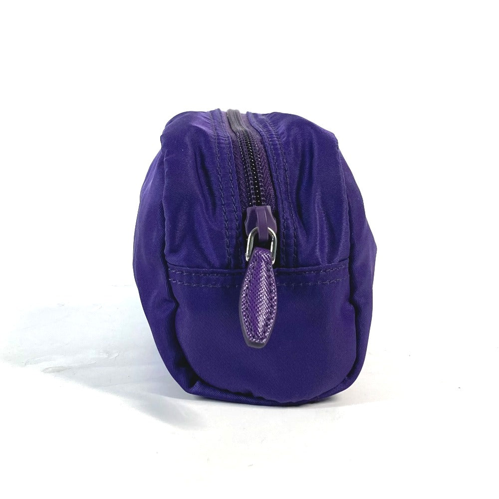 PRADA 1NA350 Triangle Logo Plaque Cosmetic Pouch Nylon Makeup Pouch Women's Purple