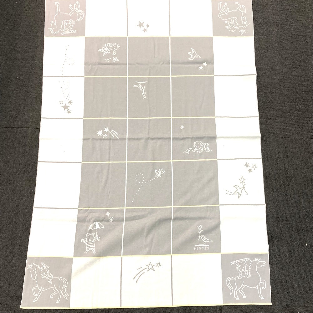 HERMES ベビー BABY 赤ちゃん プレード カブリオル タオル インテリア ブランケット コットン ユニセックス グリ・ペルル グレー - brandshop-reference