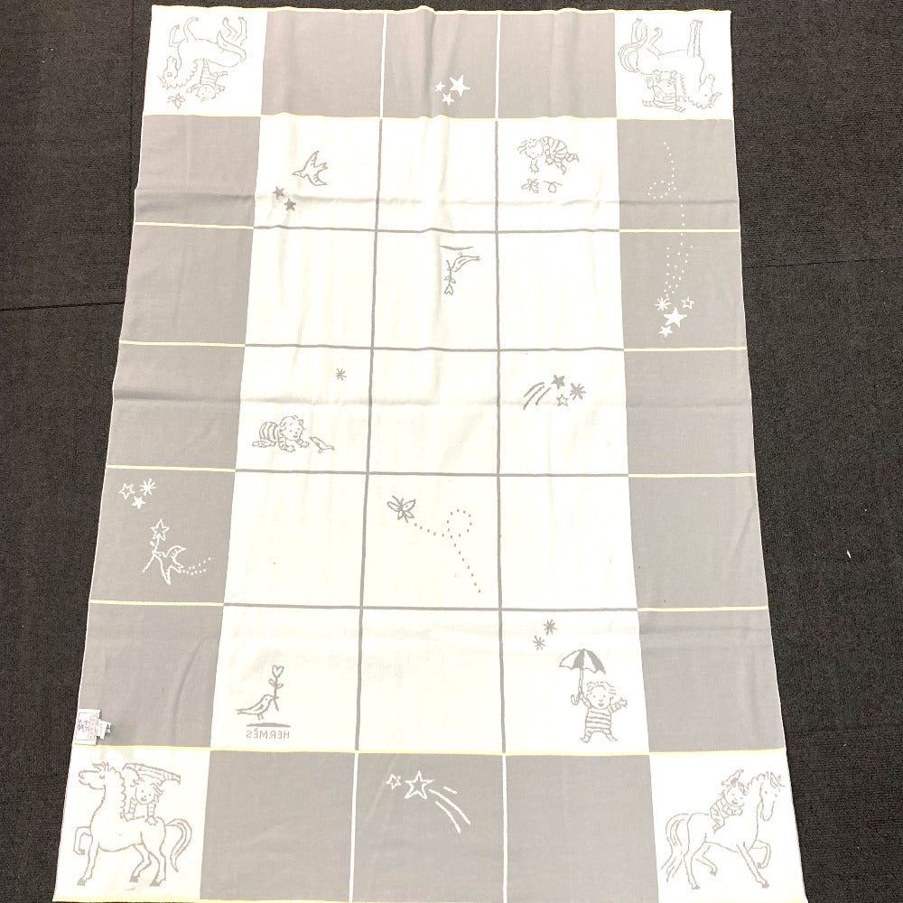 HERMES ベビー BABY 赤ちゃん プレード カブリオル タオル インテリア ブランケット コットン ユニセックス グリ・ペルル グレー - brandshop-reference