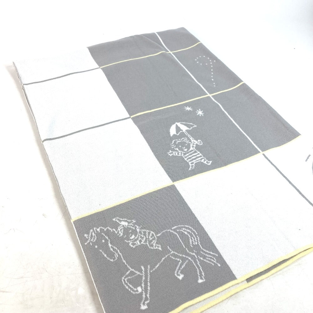 HERMES ベビー BABY 赤ちゃん プレード カブリオル タオル インテリア ブランケット コットン ユニセックス グリ・ペルル グレー - brandshop-reference