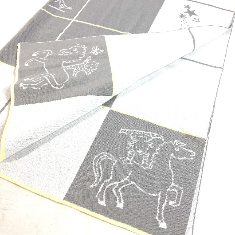 HERMES ベビー BABY 赤ちゃん プレード カブリオル タオル インテリア ブランケット コットン ユニセックス グリ・ペルル グレー - brandshop-reference