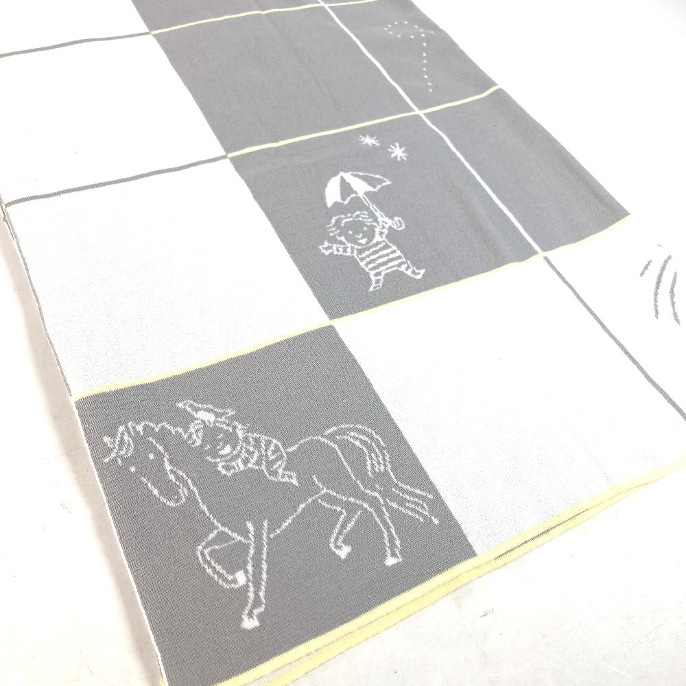 HERMES ベビー BABY 赤ちゃん プレード カブリオル タオル インテリア ブランケット コットン ユニセックス グリ・ペルル グレー - brandshop-reference