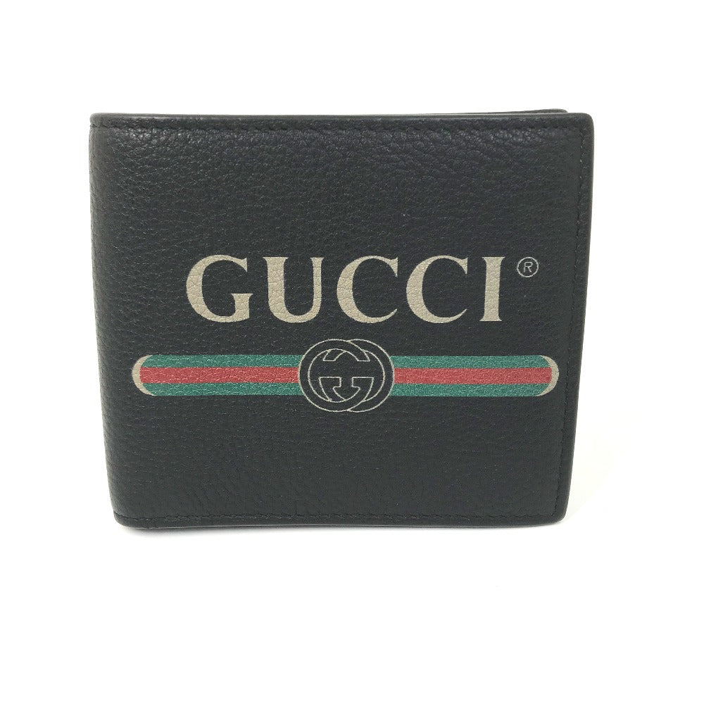 GUCCI 496316 ヴィンテージロゴ プリント コンパクトウォレット 2つ折り財布 レザー メンズ - brandshop-reference