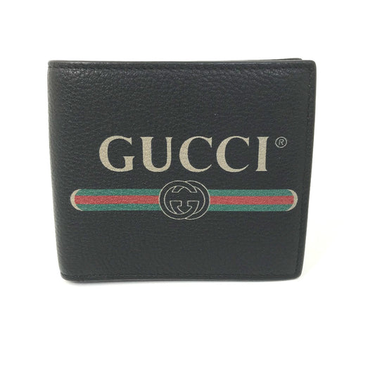 GUCCI 496316 ヴィンテージロゴ プリント コンパクトウォレット 2つ折り財布 レザー メンズ