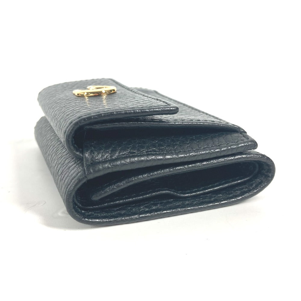 GUCCI 523277 GGマーモント コンパクト ウォレット ミニ 3つ折り財布 レザー レディース ブラック