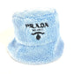 PRADA 1HC137 ファー ロゴ バケットハット 帽子 パイル ハット ポリエステル レディース ブルー - brandshop-reference