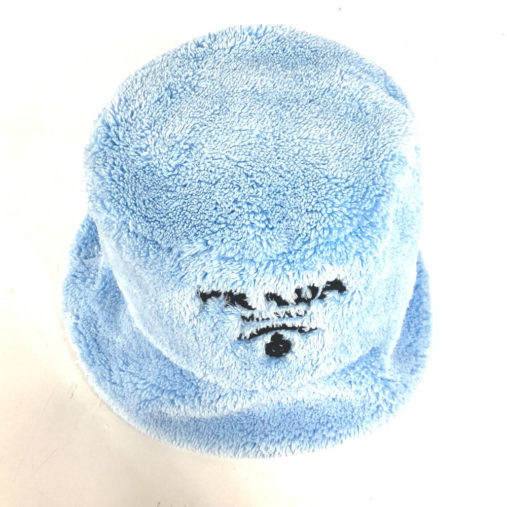 PRADA 1HC137 ファー ロゴ バケットハット 帽子 パイル ハット ポリエステル レディース ブルー - brandshop-reference