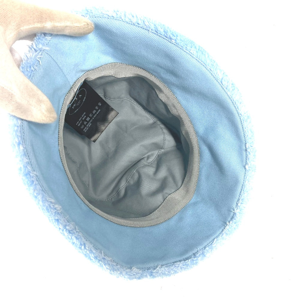 PRADA 1HC137 ファー ロゴ バケットハット 帽子 パイル ハット ポリエステル レディース ブルー - brandshop-reference