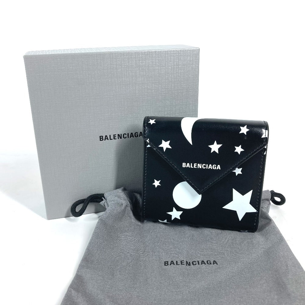 BALENCIAGA 637450 ロゴ スター 星 PAPIER FLAP ペーパー フラップ コンパクトウォレット 3つ折り財布 レザー レディース - brandshop-reference