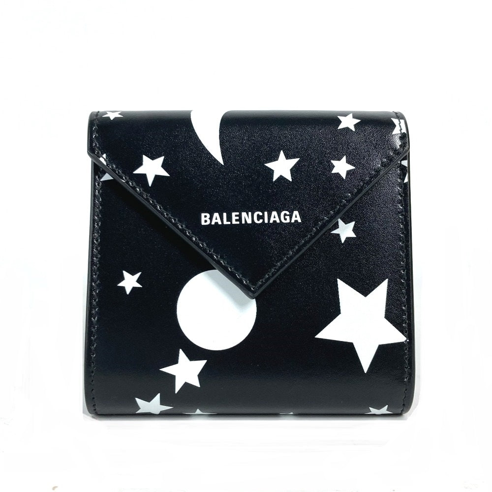 BALENCIAGA 637450 ロゴ スター 星 PAPIER FLAP ペーパー フラップ コンパクトウォレット 3つ折り財布 レザー レディース - brandshop-reference