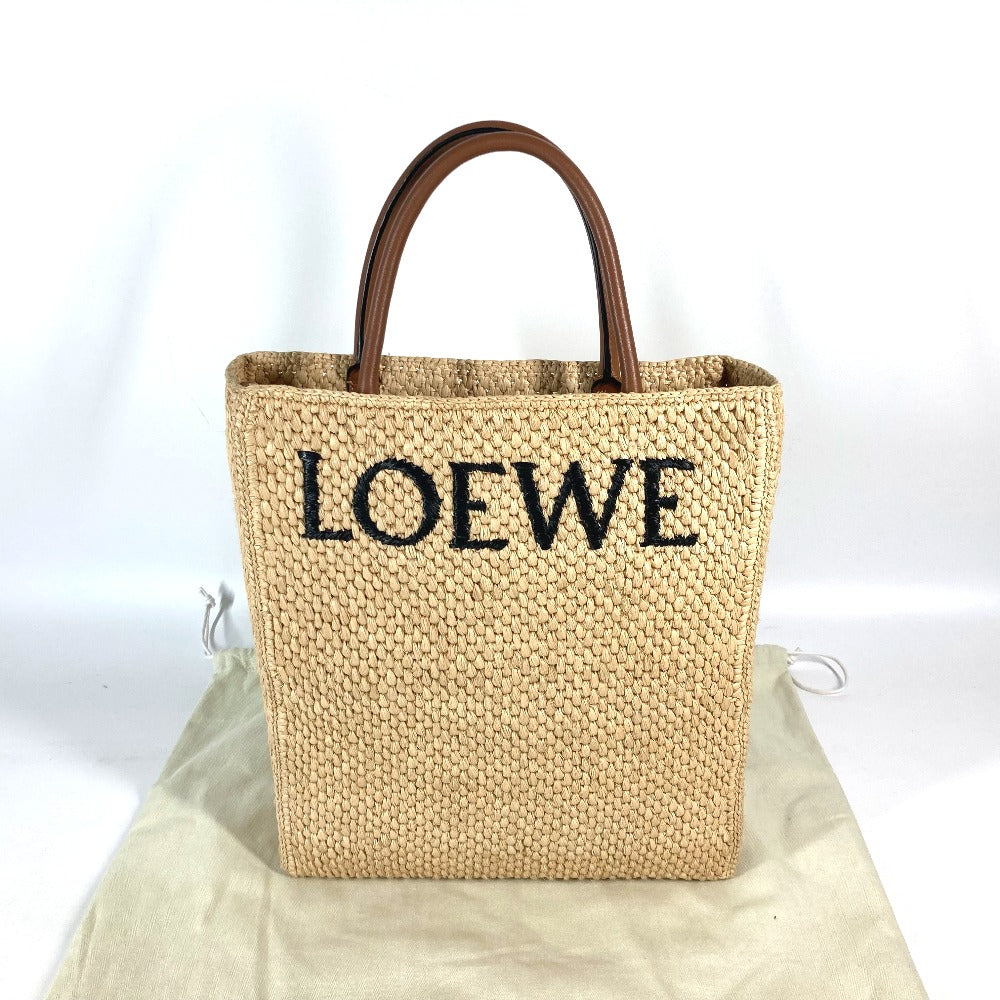 LOEWE ロゴ スタンダード A4 縦型 2WAYバッグ ショルダーバッグ 肩掛け カバン トートバッグ ラフィア レディース - brandshop-reference