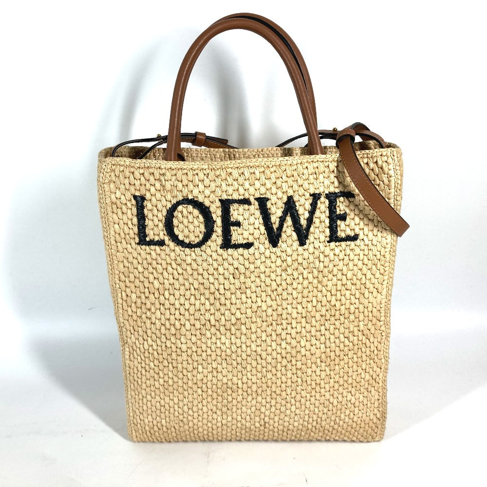 LOEWE ロゴ スタンダード A4 縦型 2WAYバッグ ショルダーバッグ 肩掛け カバン トートバッグ ラフィア レディース - brandshop-reference