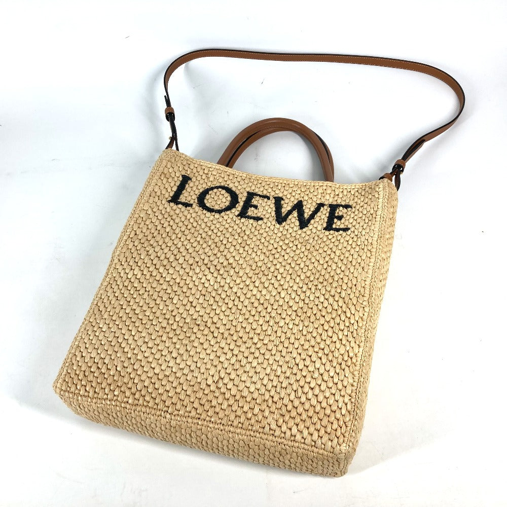 LOEWE ロゴ スタンダード A4 縦型 2WAYバッグ ショルダーバッグ 肩掛け カバン トートバッグ ラフィア レディース - brandshop-reference