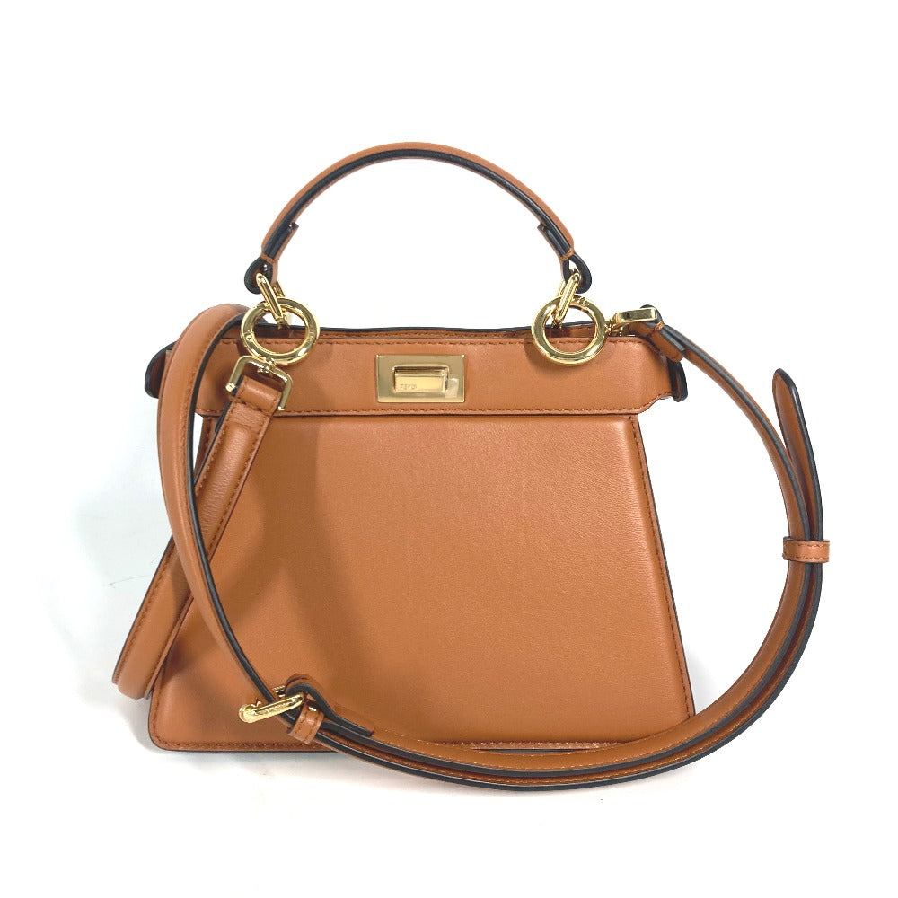 FENDI 8BN335 ピーカブー アイシーユー ISeeU プチ 2WAYバッグ ハンドバッグ 斜め掛け カバン ショルダーバッグ レザー レディース ブラウン