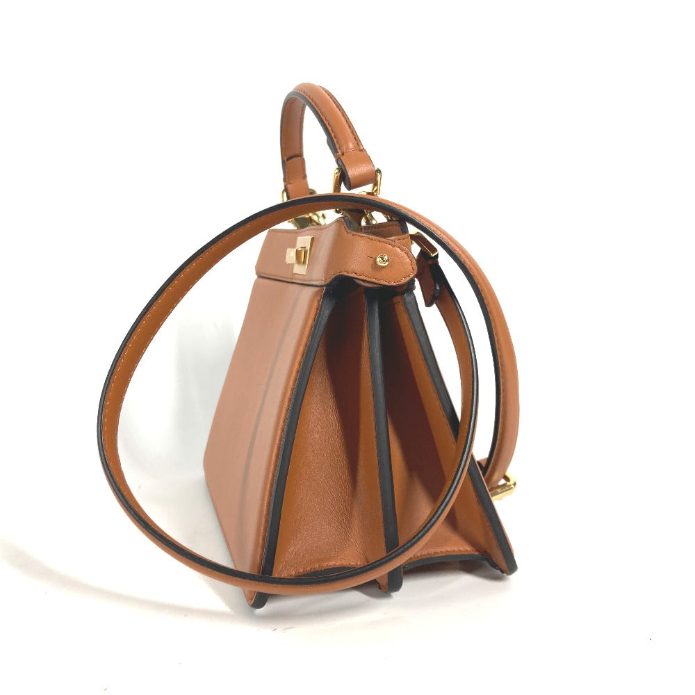 FENDI 8BN335 ピーカブー アイシーユー ISeeU プチ 2WAYバッグ ハンドバッグ 斜め掛け カバン ショルダーバッグ レザー レディース ブラウン