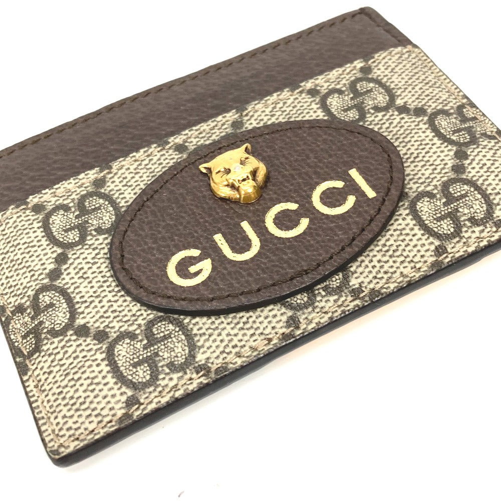 GUCCI 597557 GGスプリーム キャットヘッド 猫 ネオ ヴィンテージ パスケース 名刺入れ   カードケース GGスプリームキャンバス メンズ