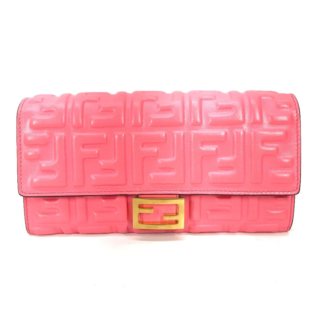 FENDI 8M0251 ズッカ バゲット コンチネンタル フラップ 二つ折り ロングウォレット 長財布 レザー レディース ピンク - brandshop-reference