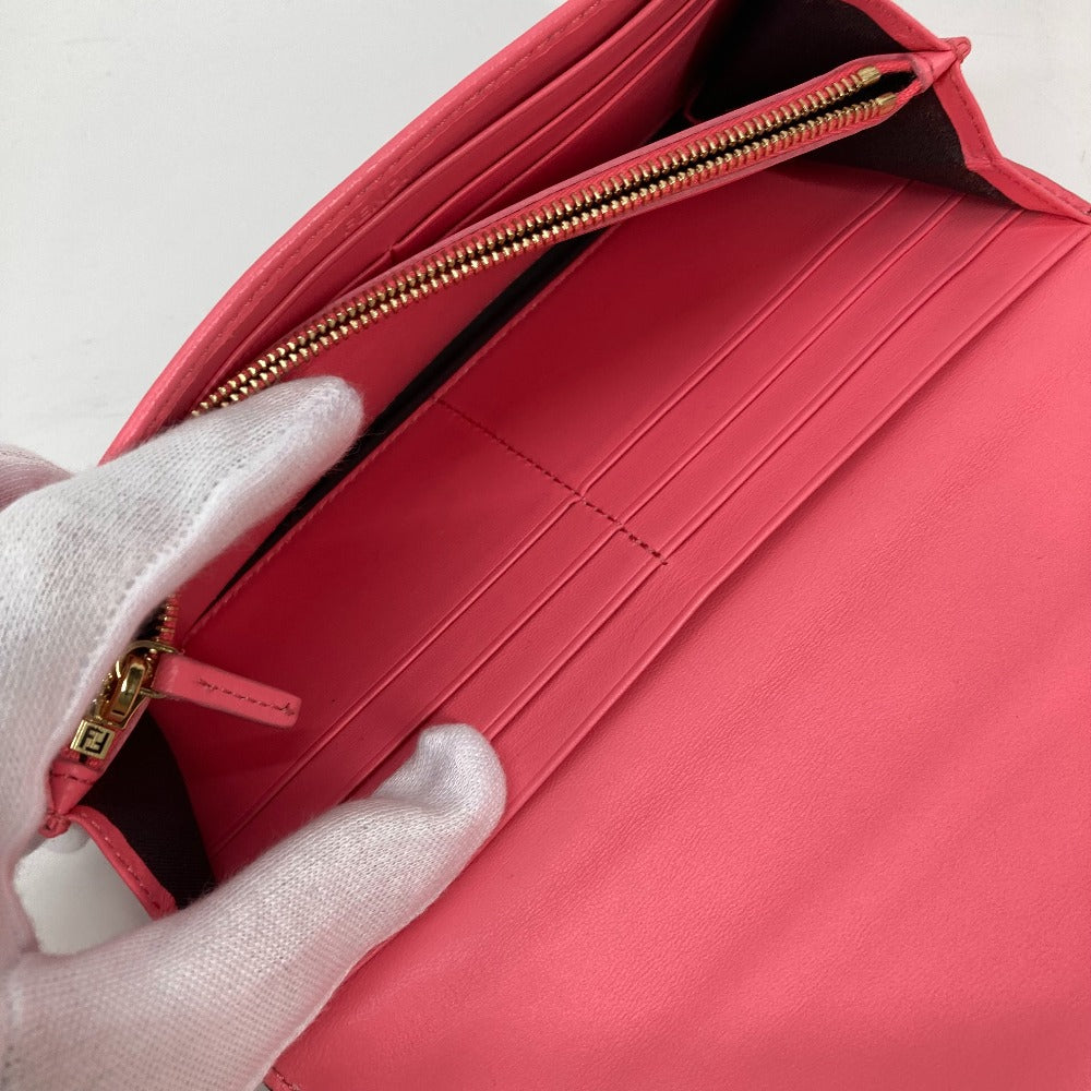 FENDI 8M0251 ズッカ バゲット コンチネンタル フラップ 二つ折り ロングウォレット 長財布 レザー レディース ピンク - brandshop-reference