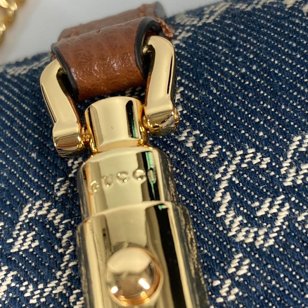 GUCCI 652681 GGデニム ジャッキー 1961 チェーンウォレット ショルダーバッグ 肩掛け 斜め掛け 長財布 GGキャンバス レディース