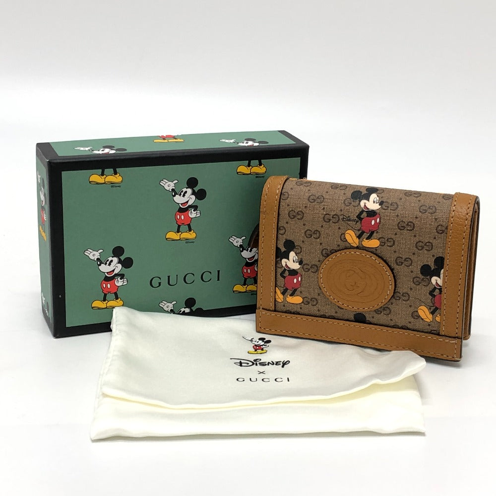 GUCCI 602534 DISNEY ディズニー コラボ ミッキーマウス コンパクトウォレット 財布 2つ折り財布 GGスプリームキャンバス レディース