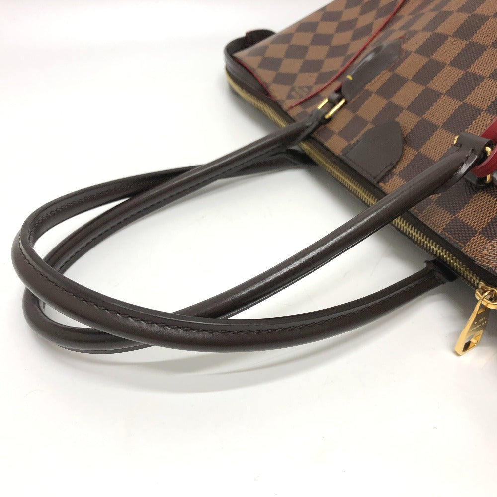 LOUIS VUITTON N41548 Damier Kaissa Tote MM Shoulder Bag in Damier Canvas, Ebene Brown, Women's