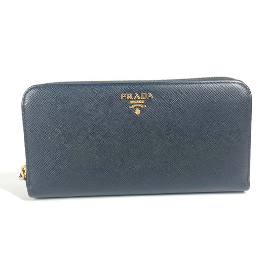 PRADA 1ML506 ロゴ ハート バイカラー ロングウォレット ラウンドファスナー 長財布 サフィアーノレザ－ レディース ブラック - brandshop-reference