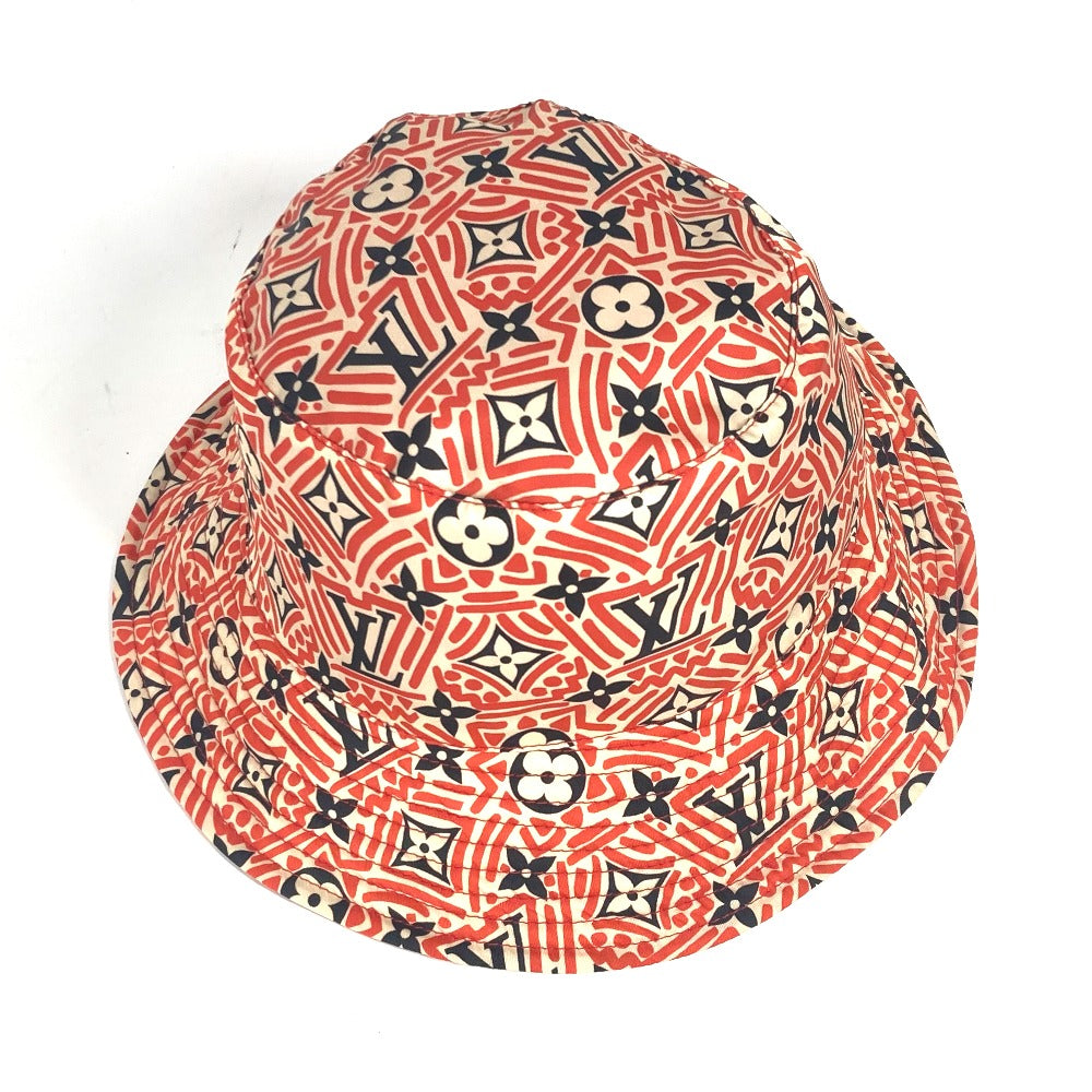 LOUIS VUITTON M76536 ハット帽 クレーム ルージュ モノグラム 帽子 バケットハット ボブハット ハット ナイロン レディース レッド