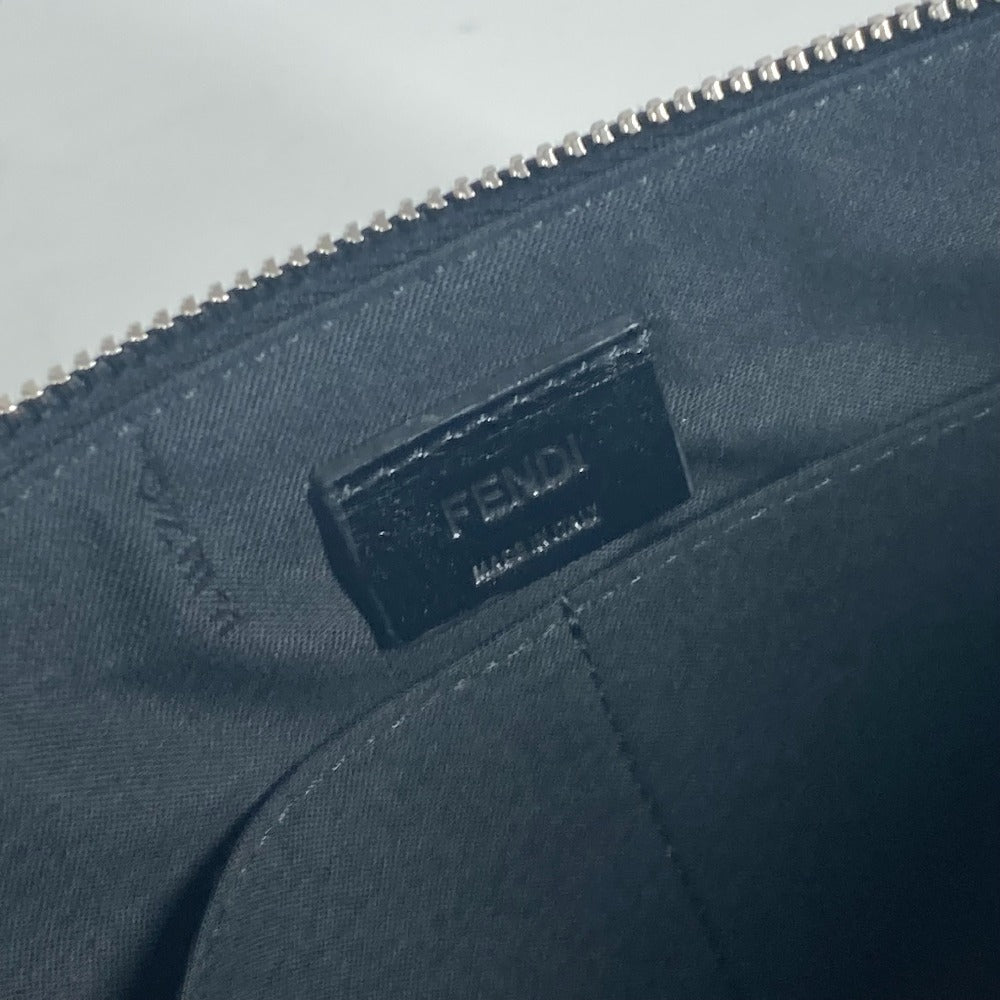 FENDI 7N0110 フラット スリム ダイアゴナル ズッカ セカンドバッグ カバン ポーチ クラッチバッグ レザー ユニセックス ブラック×イエロー×グレー