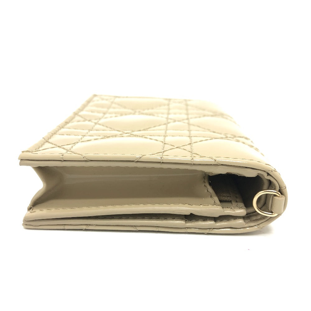 Dior カナージュ レディディオール LADY DIOR ミニウォレット コンパクト 二つ折り財布 財布 ウォレット 2つ折り財布 エナメル レディース ベージュ - brandshop-reference