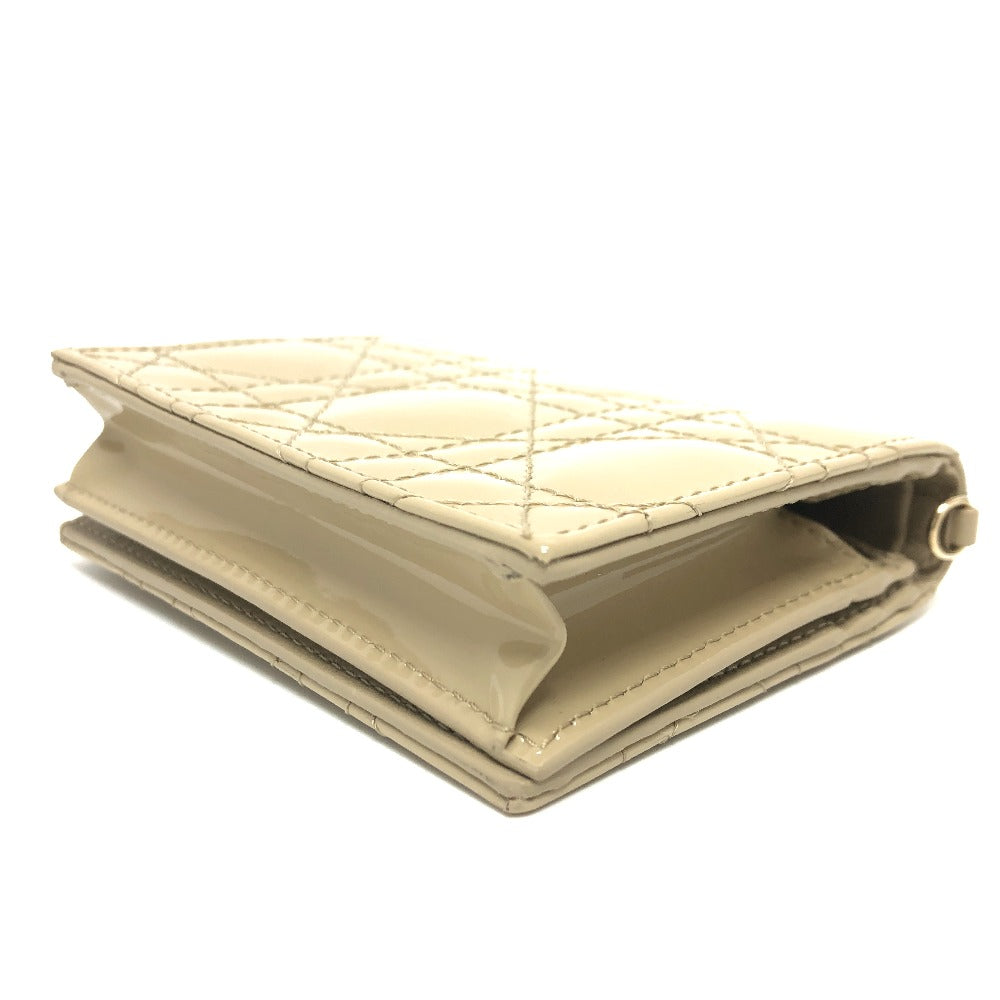 Dior カナージュ レディディオール LADY DIOR ミニウォレット コンパクト 二つ折り財布 財布 ウォレット 2つ折り財布 エナメル レディース ベージュ - brandshop-reference