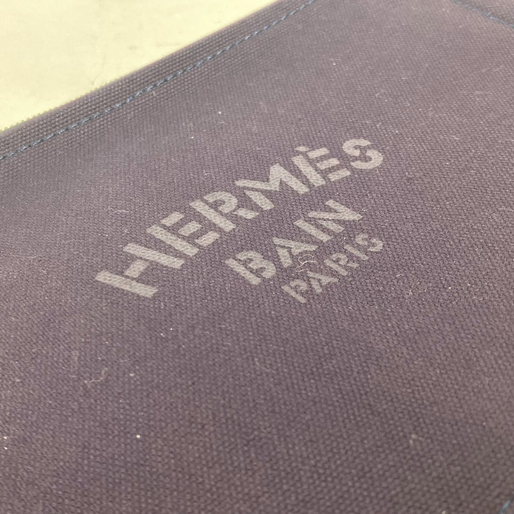 HERMES ロゴ フラット ヨッティングPM 小物入れ マルチポーチ メイクポーチ ポーチ コットン ユニセックス