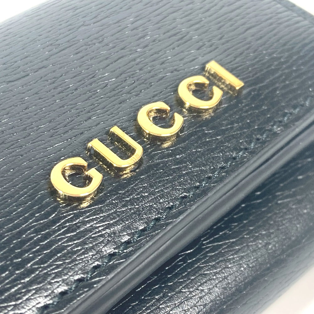 GUCCI 790100 ロゴ スクリプト ウォレット コンパクトウォレット ミニウォレット 3つ折り財布 レザー レディース