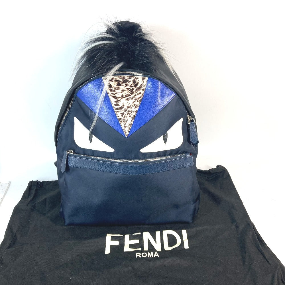 FENDI 7VZ012 カバン モンスター バグス カバン バックパック ファー リュックサック ナイロン ユニセックス