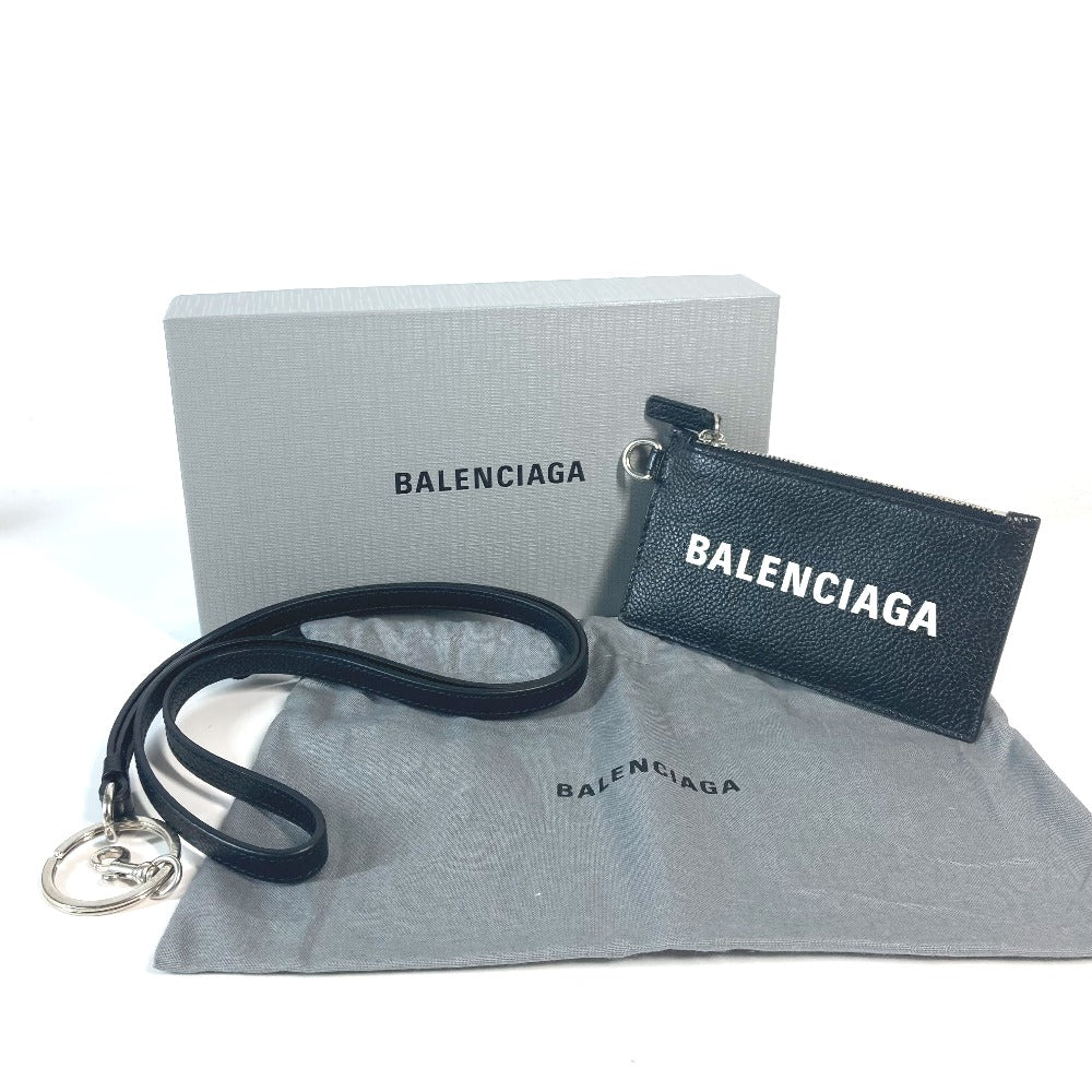 BALENCIAGA 594548 ネックストラップ付き 財布 ロゴ カードケース カードホルダー フラグメントケース コインケース レザー ユニセックス