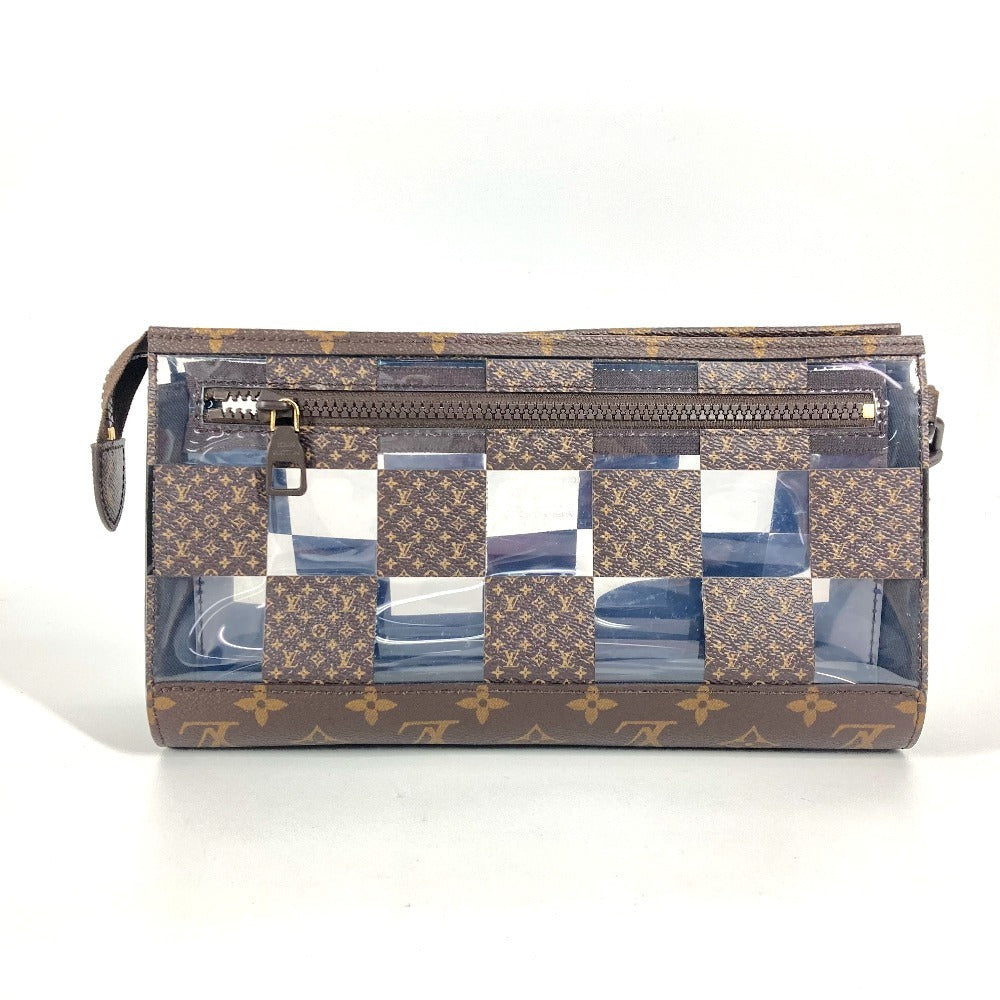 LOUIS VUITTON M81588 モノグラム チェス ダミエ スタンド ポーチ ポーチ カバン ストラップ付 クラッチバッグ ビニール ユニセックス ブラウン - brandshop-reference