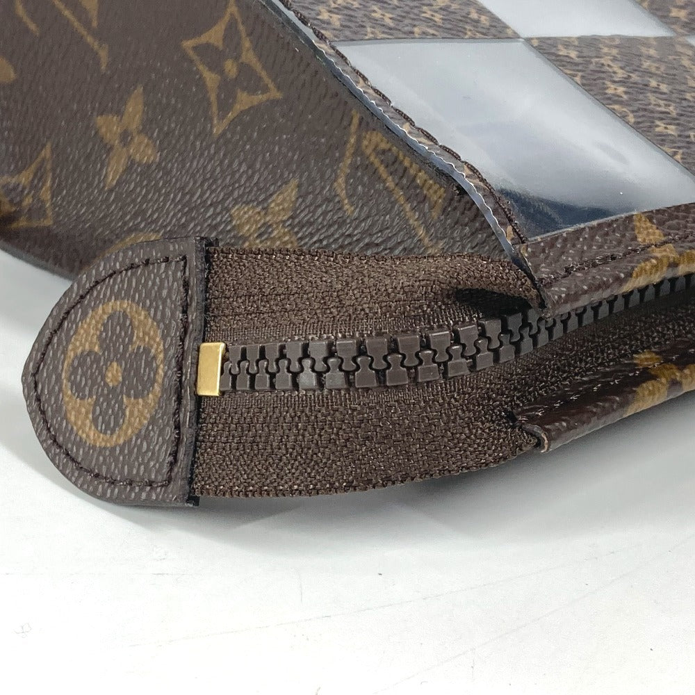 LOUIS VUITTON M81588 モノグラム チェス ダミエ スタンド ポーチ ポーチ カバン ストラップ付 クラッチバッグ ビニール ユニセックス ブラウン - brandshop-reference