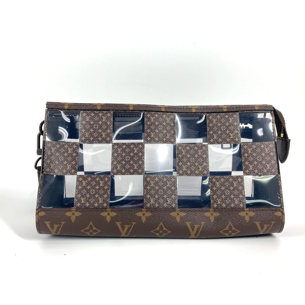 LOUIS VUITTON M81588 モノグラム チェス ダミエ スタンド ポーチ ポーチ カバン ストラップ付 クラッチバッグ ビニール ユニセックス ブラウン - brandshop-reference