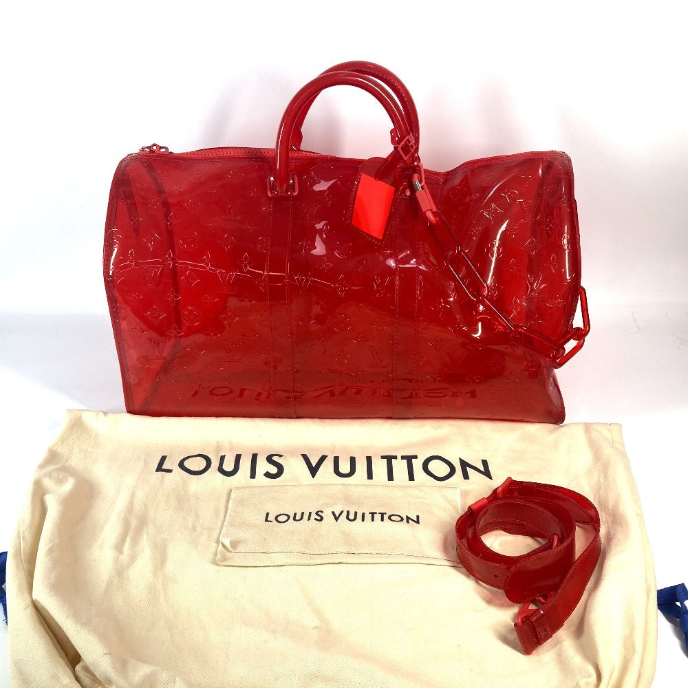 LOUIS VUITTON M53274 Monogram Prism Clear Keepall Bandouliere 50 Bags Travel Bags Shoulder Bags Duffle Bag Vinyl Red Used