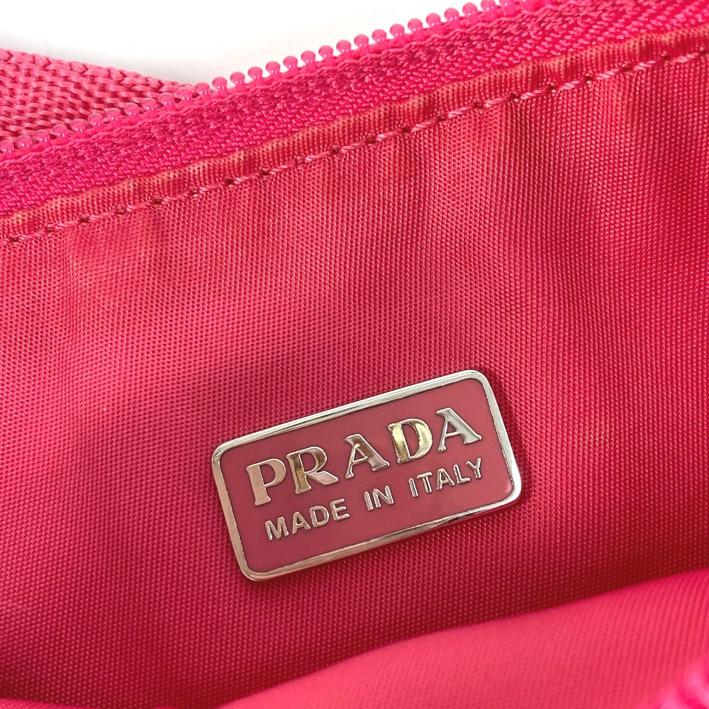 PRADA MV633 トライアングルロゴ 三角ロゴ プレート カバン 肩掛け ハンドバッグ アクセサリーポーチ ショルダーバッグ ナイロン レディース ピンク - brandshop-reference