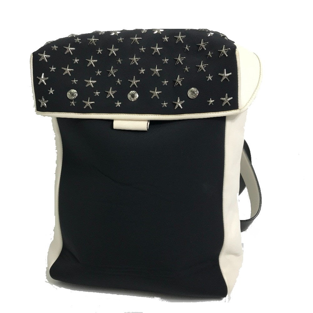 JIMMY CHOO Two-Tone Star Stud Leather Backpack, Women's, Black and White