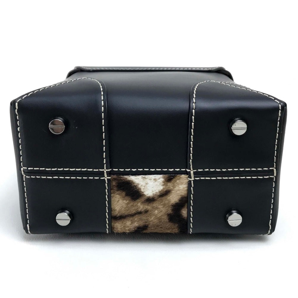 MCM MWR8ABF30EG001 Logo Lock Hardware Leopard Print 2-Way Shoulder Bag in Pony/Leather, Women's, Beige/Black