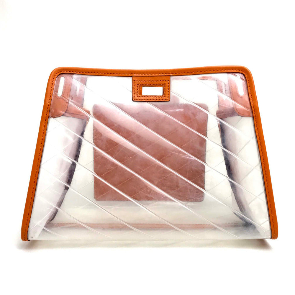 Customized FENDI Small Peekaboo Defender Bag with Peekaboo Cover, Vinyl/Leather, Women's, Orange/Clear