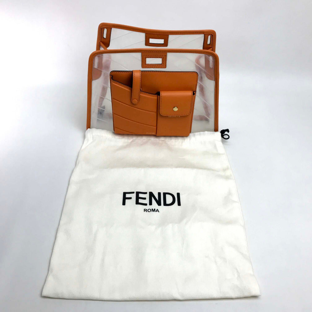 Customized FENDI Small Peekaboo Defender Bag with Peekaboo Cover, Vinyl/Leather, Women's, Orange/Clear