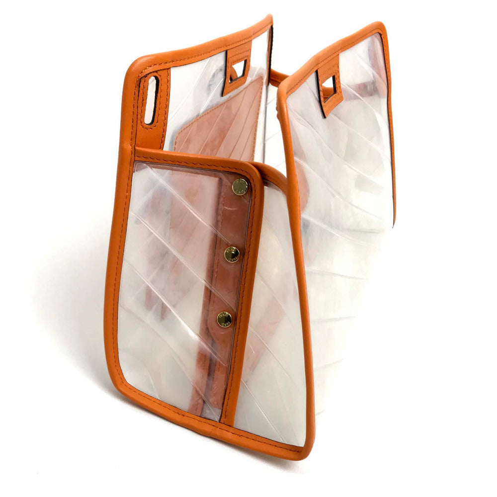 Customized FENDI Small Peekaboo Defender Bag with Peekaboo Cover, Vinyl/Leather, Women's, Orange/Clear