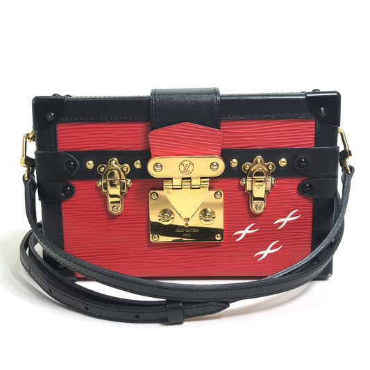 LOUIS VUITTON M54651 Epi Petite Malle Shoulder Bag in Epi Leather, Coquelicot x Noir, Red/Black
