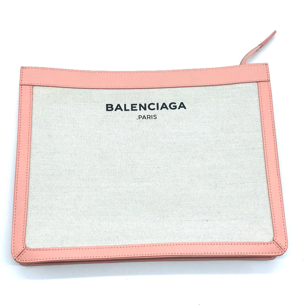 BALENCIAGA 410119 Men's and Women's Classic Bag, Second Bag, Clutch Bag, Canvas/Leather, Unisex, Natural x Pink